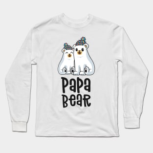 Papa Bear Matching Family Autism Awareness Gifts Dad Long Sleeve T-Shirt